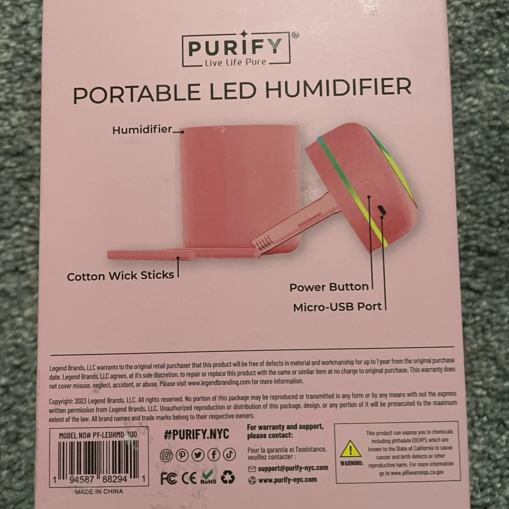 Pink Purify Humidifier with LED Light - Picture 9 of 9